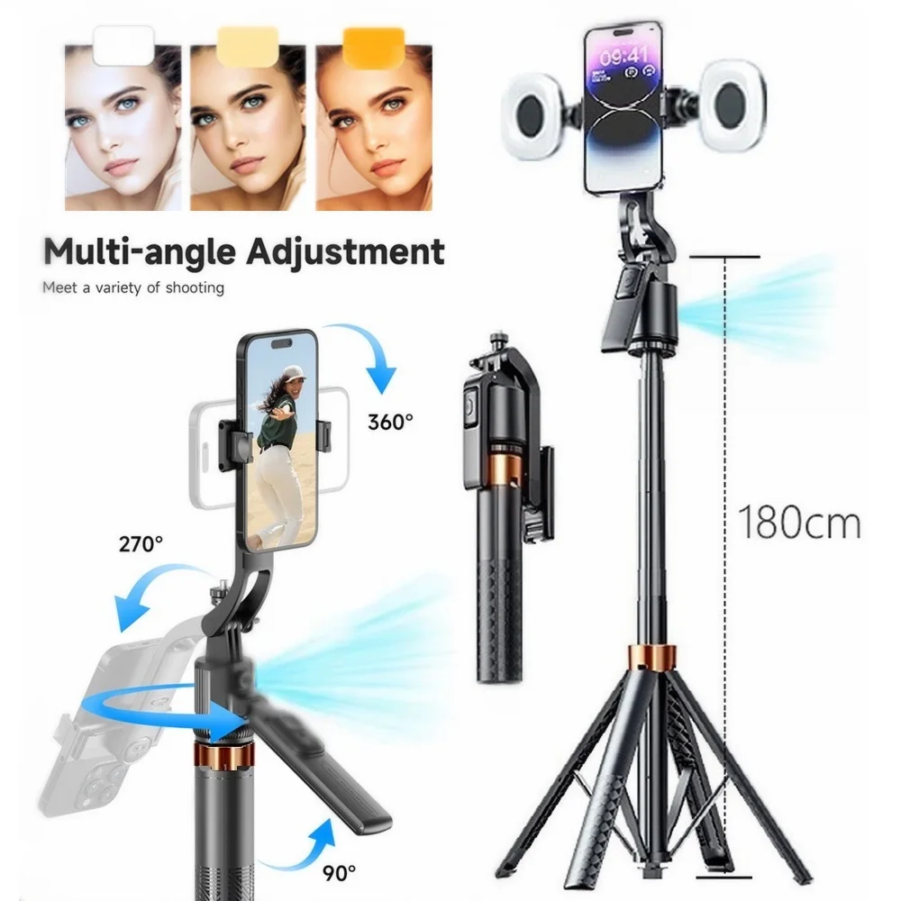 180cm/70.9in Adjust-height Intelligent AI Facial Gimbals Stabilizer Tripod Wireless Selfie Stick for Phone Mobile Camera GoPro