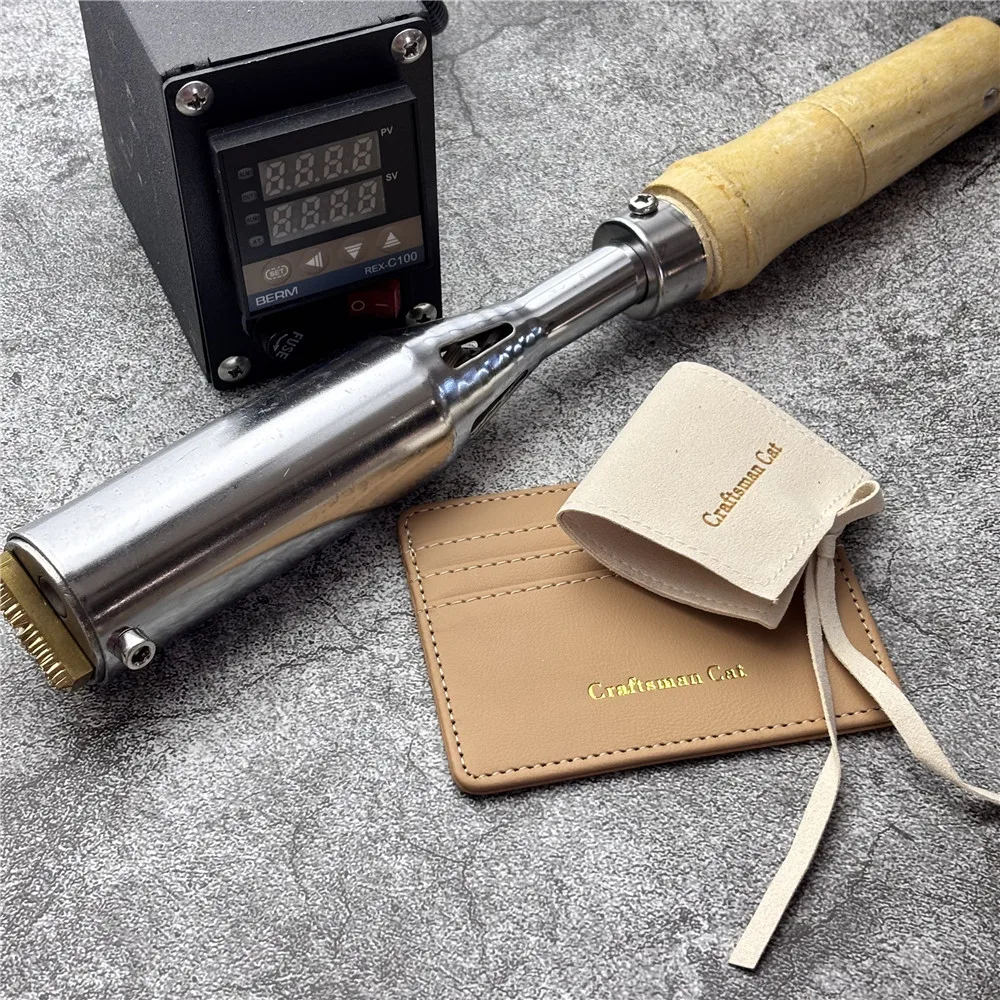 300W Customize LOGO Leather Electric Branding Iron Machine Portable Hot Stamping Machine Brass Mould Wood Cake Brand Embossing