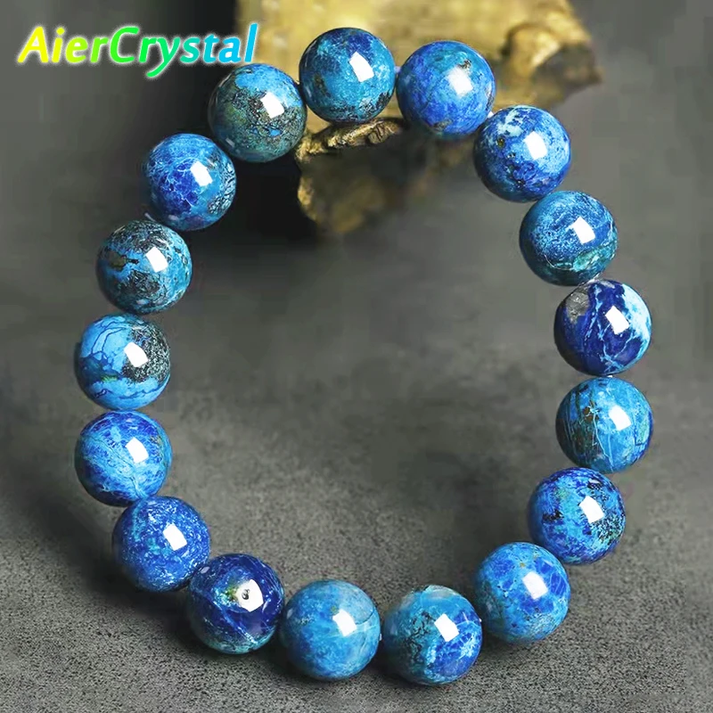 1PC 8mm Azurite Beaded Bracelets Handmade Healing Meditation Couple Jewelry Elastic Rope Natural Tiger Eye Stone Bangles Gifts