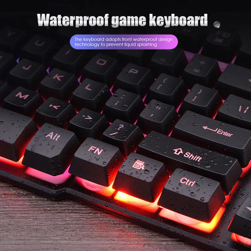 Jogos com fio teclado e sem fio mouse + gaming headset graves profundos fone de ouvido com fio com microfone para ps5/ps4/xbox/pc/portátil