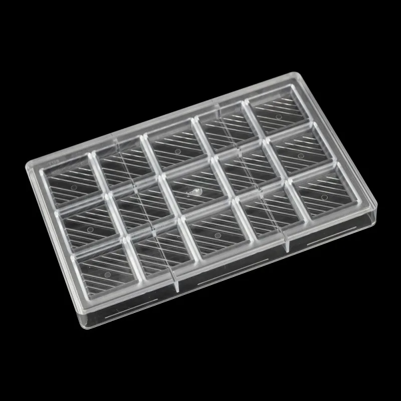 Square Chocolate Mold Diagonal Stripes Candy Bar Polycarbonate Chocolate Mold Confectionery Tools