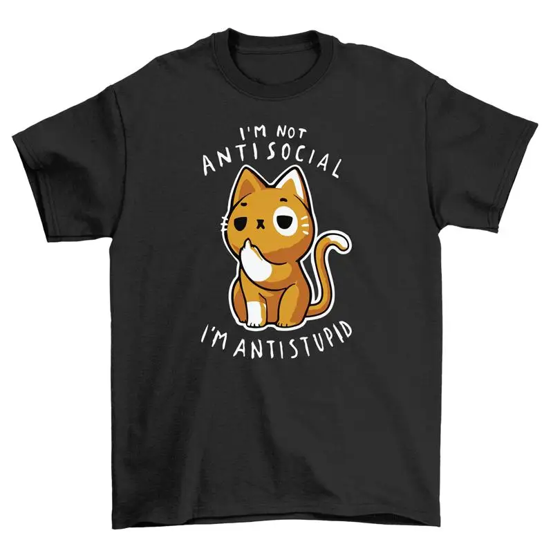 Anti Stupid Cat t shirt Because Cats Are SMART Funny Design 100 Cotton Uni