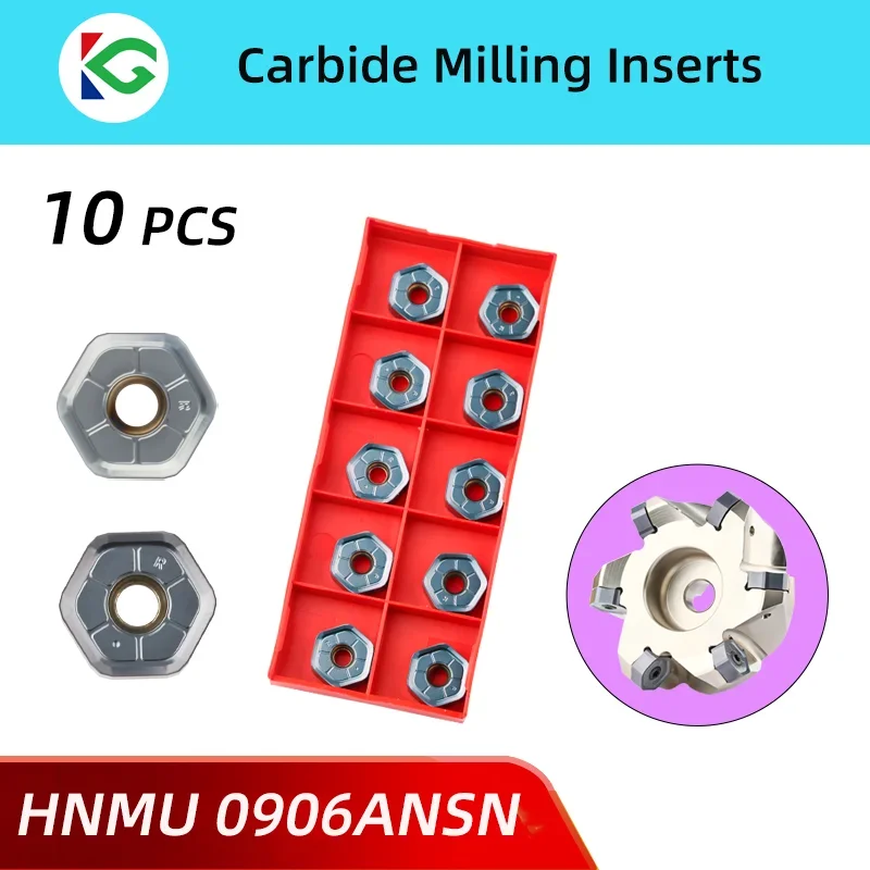 

10Pcs HNMU0906Ansn Hard Metal Inserts Milling Carbide Plates Cutting Tool Heavy Cutting Fast Feed HNMU 0906 For CNC