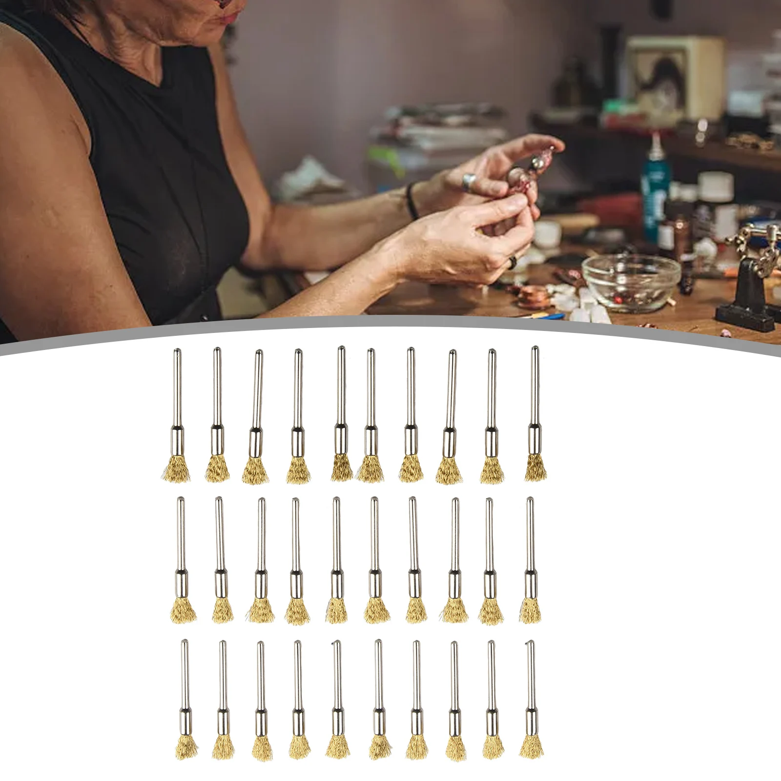 Useful Convenient Wire wheels Cleaning Power Remover Rotary Set 30pcs Accessories Brass Brushes Pencil  Useful