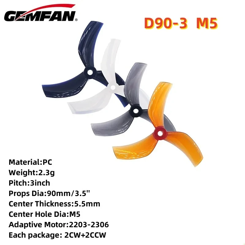 Gemfan D90 D90-3 3blade 90mm 3.5inch Propeller M5 Hole Higher Efficiency For Rc Freestyle Cinehoop Racing Drones Parts