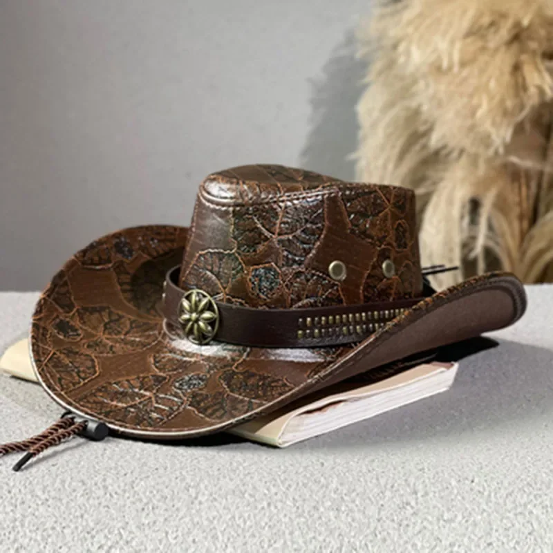 

Men's cap hats for men cowgirl hat western accessories gentleman luxury woman jazz free shipping new Faux Leather cowboy hat