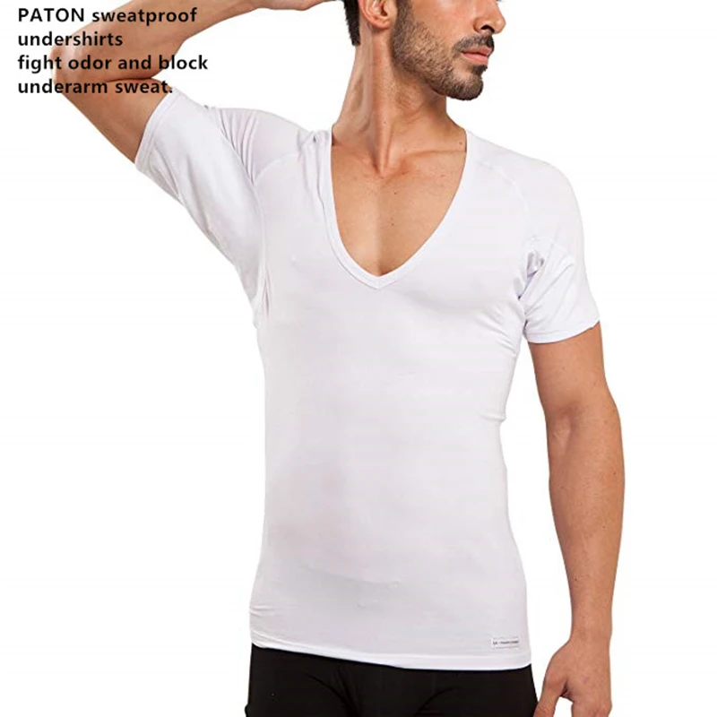 

Plus Size Men Modal Bamboo Sweatproof Anti Against Underarm Sweat Proof Fitness Men's T-Shirts