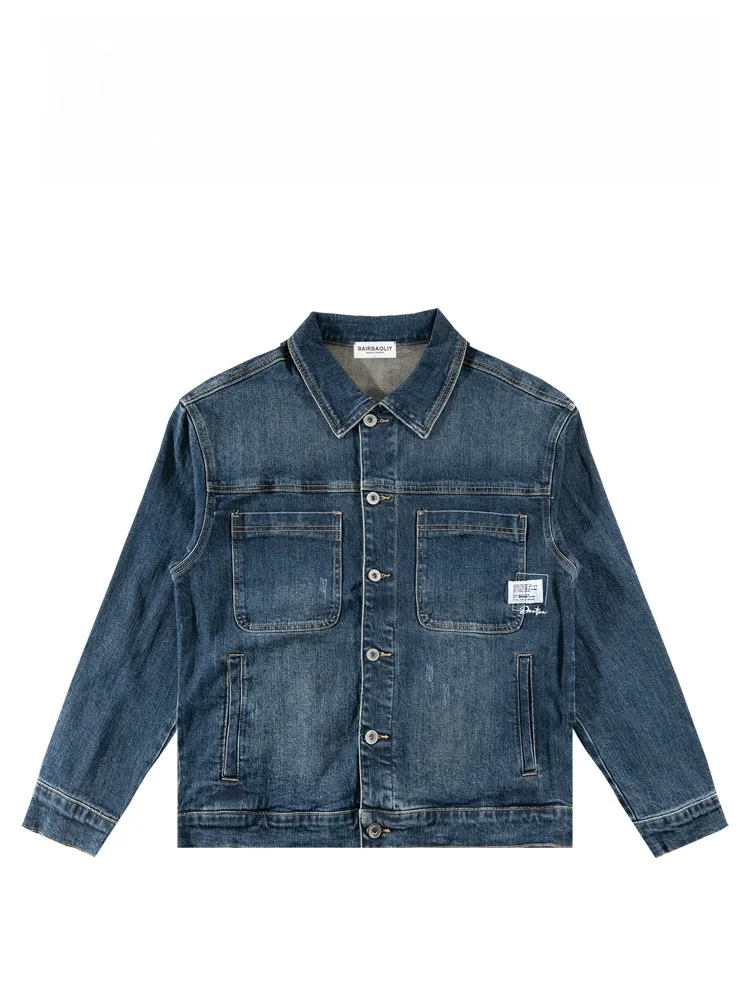 

BAIRBAOLIY Высококачественная модная мужская джинсовая куртка с воротником-стойкой, легкая, дышащая, для весны, осени и зимы