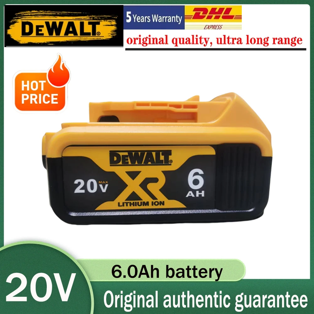 

DEWALT original 18V 6.0AH fast charging lithium-ion battery, charger, ultra long battery life, power tool battery