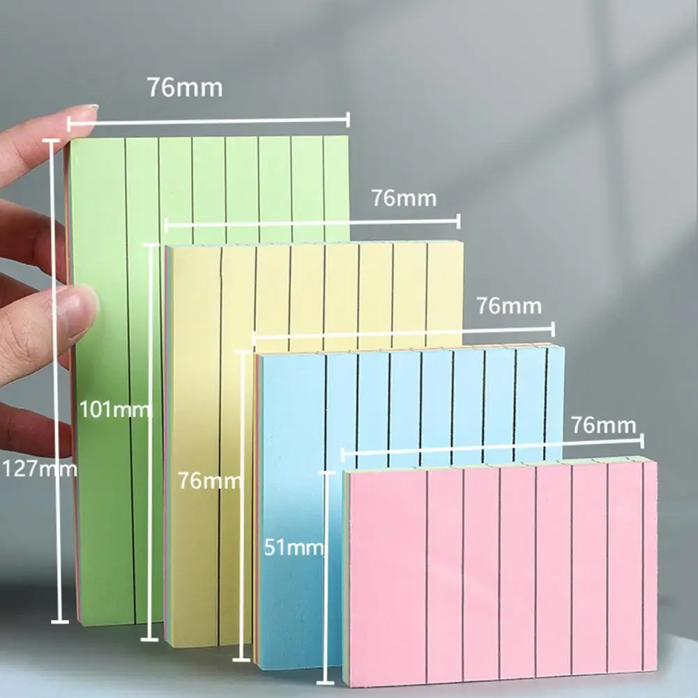 Index Cards-Juego de notas adhesivas a rayas, gran adherencia, escritura suave, 4 piezas, autoadhesivas, diferentes para oficina