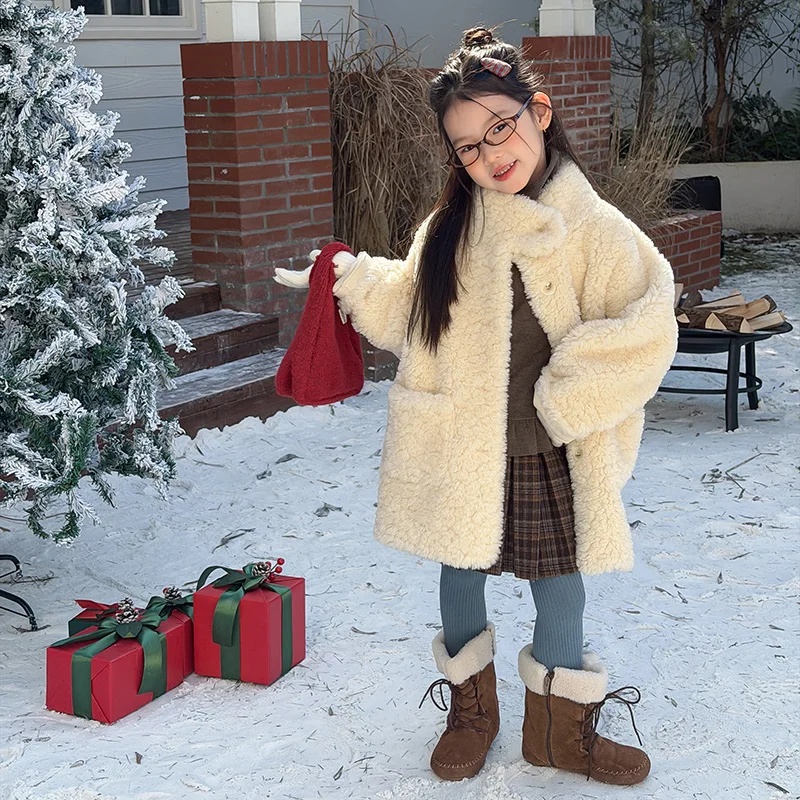 2025 New Autumn Fashion Medium and Large Girls Fur Cold-resistant Comfortable Casual Windbreaker Mid-length Coat Boutique