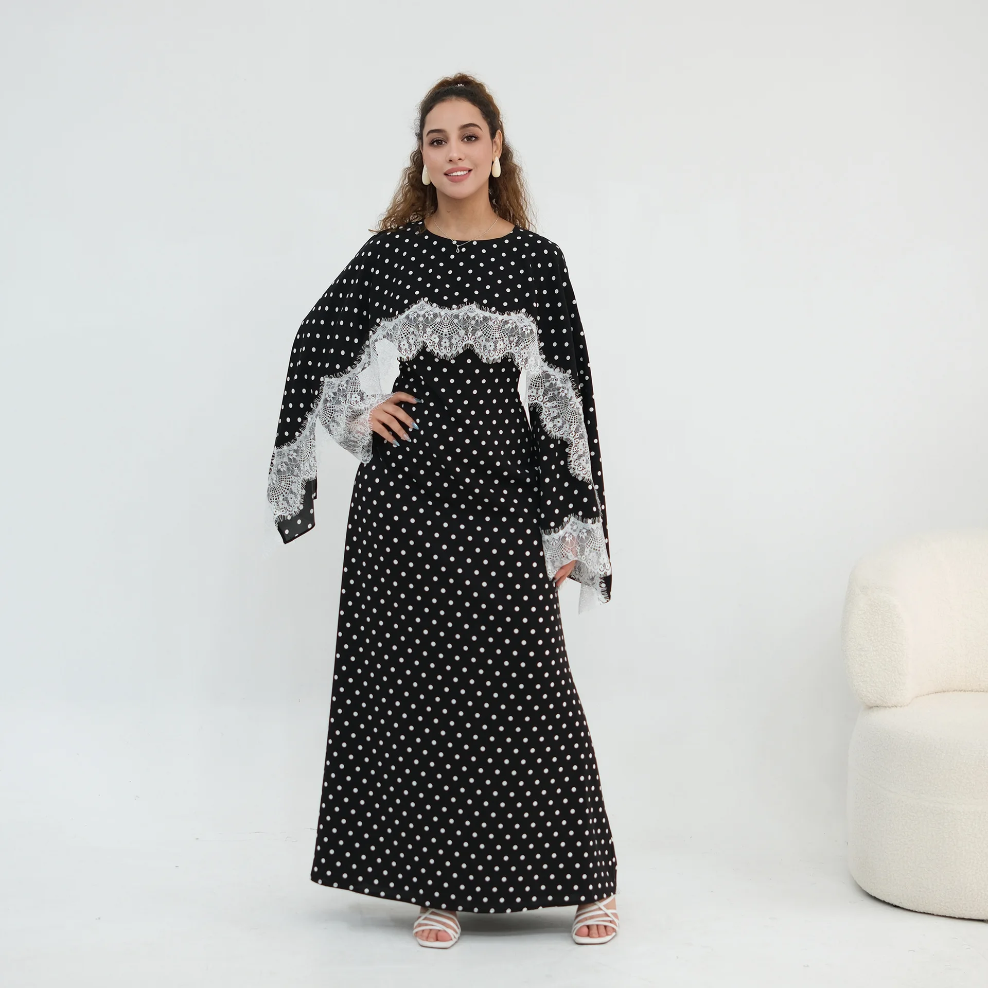 Lace Dress Women Eid Dubai Abaya Party Long Dresses Jalabiya Muslim Ramadan Morocco Abayas Kaftan Islam Vestidos Maxi Gown 4