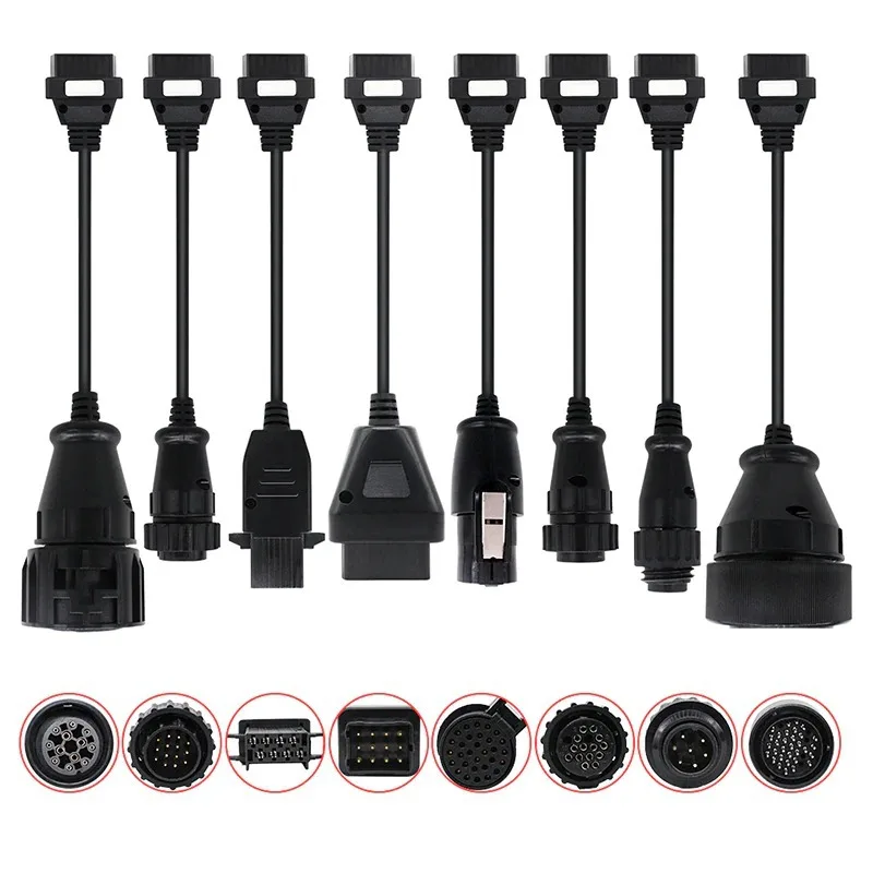 Truck Cabl OBD2 Truck Cable 8-Piece Set for TCS PRO Diagnostic Reader Interface Connection