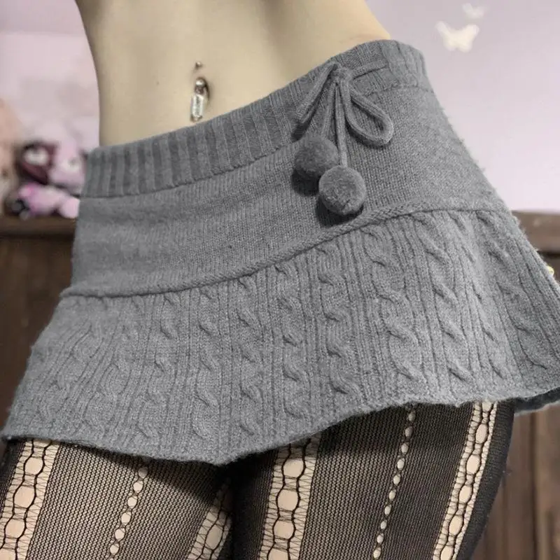 

Fried Dough Twists Age Reducing Woolen Knitted Skirt mid Waist A-Line Skirt Busin Home Wear Other 00% Synthetic Hollow out