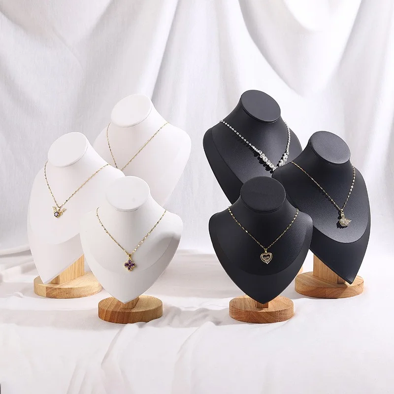 

Solid Wooden Velvet Necklace Display Stand Jewelry Holder Organizer for Home Store Window Display Mannequin Bust Rack