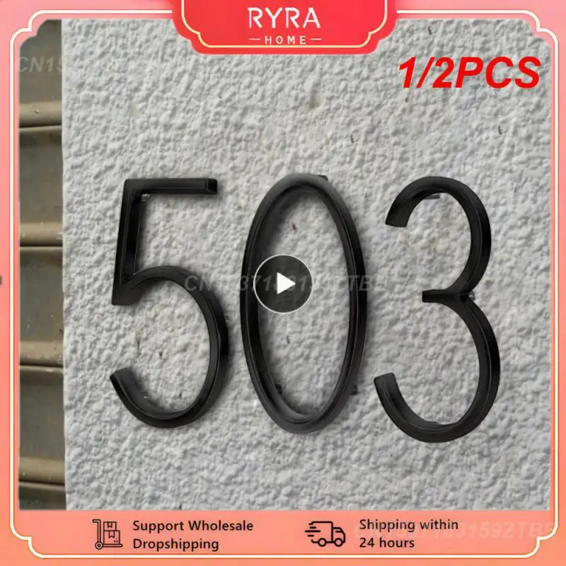 1/2PCS Number Address House Door Sign Number Tag Hotel Home Sticker Address Door Label Numbers Address Plaque Sign Black 125mm