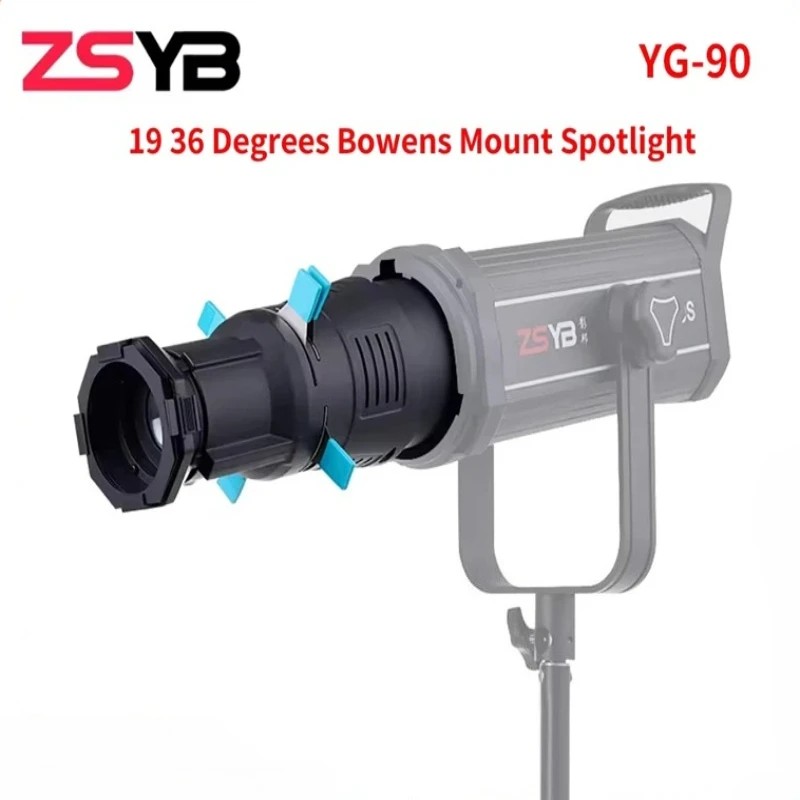 ZSYB YG90 19 36 Degrees Bowens Lightweight Degrees Bowens Mount Spotlight Proiector with Built-in Geometric Sheet Shapes Filter