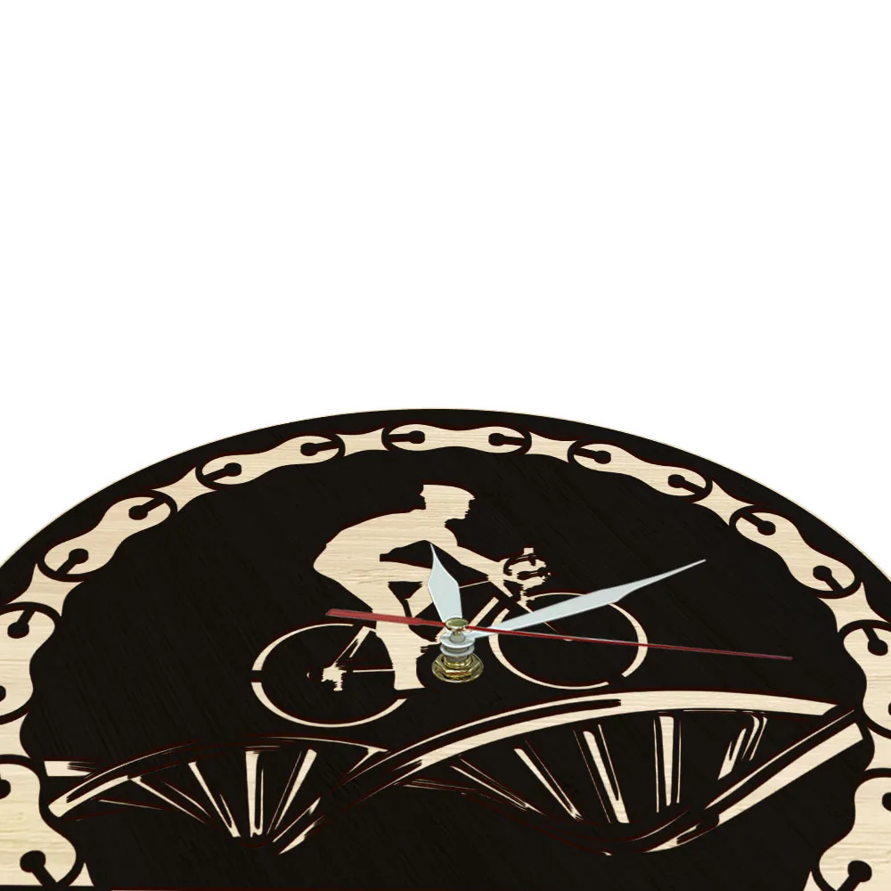 Personalized Mountain Bike Rider Name Wooden Wall Clock Bicycle Rustic Extreme Sports Home Decor Clock Custom Text Wall Watch