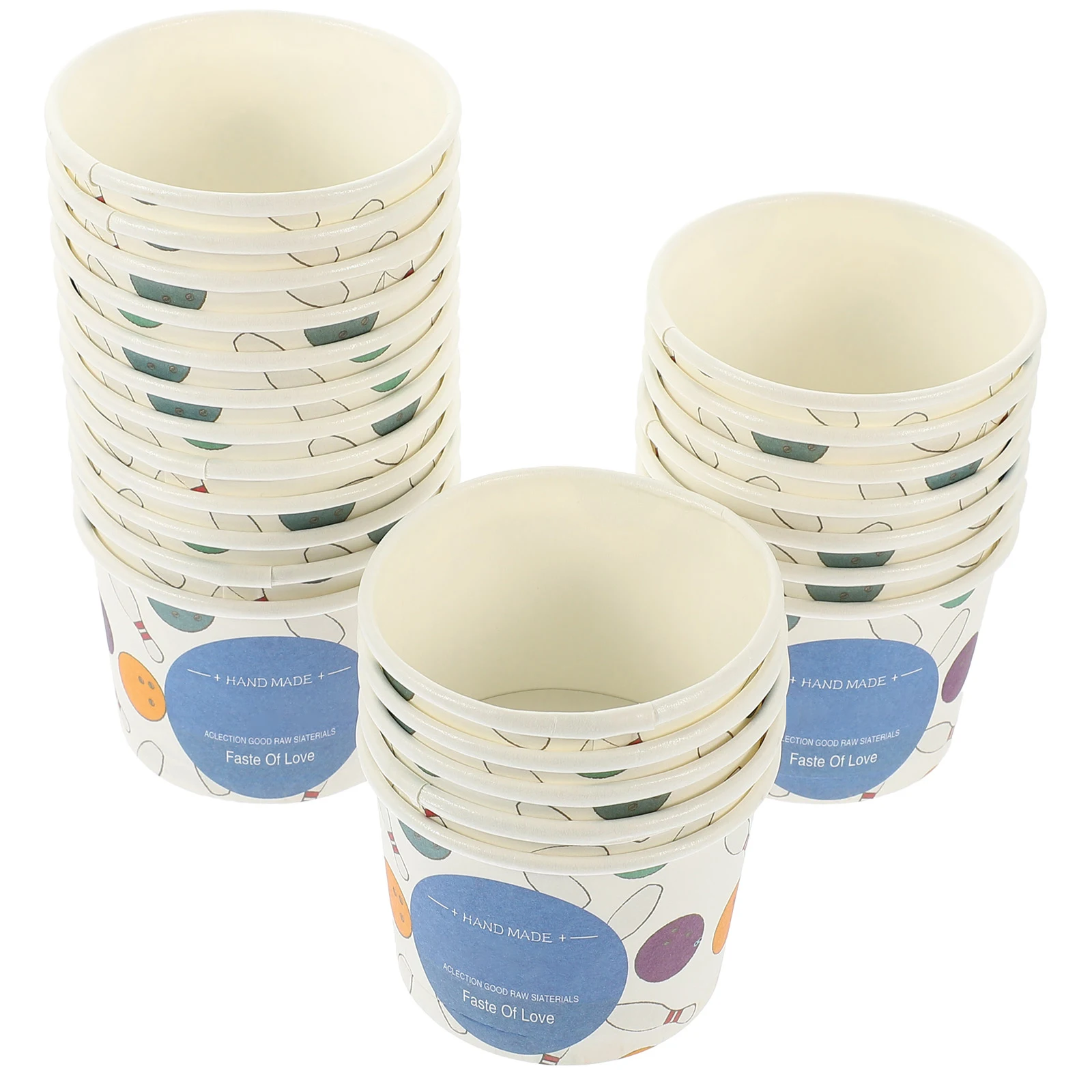 

50 Pcs Ice Cream Paper Bowl Dessert Cups Snack Containers Pudding Cake Food for Party Bowls Parties