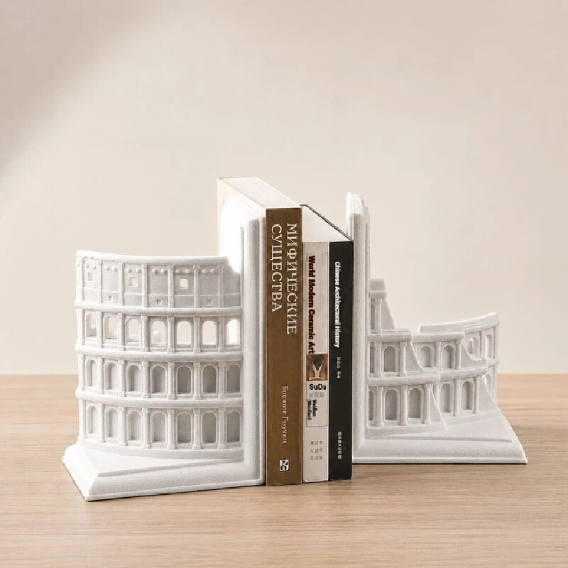 Home Decor Items Modern Style Roman Colosseum Bookends Resin Book Holder Art Sculpture For Desktop Bookshelf Office Home Display