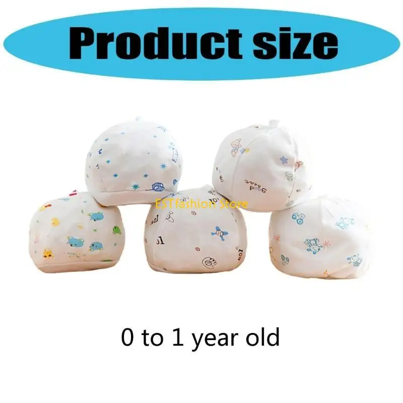 Y5GC مجموعة قبعة أطفال مريحة وقابلة للتمدد مكونة من 10 قبعات قطنية قابلة للتنفس لحديثي الولادة لأغطية الرأس على شكل جمجمة للربيع