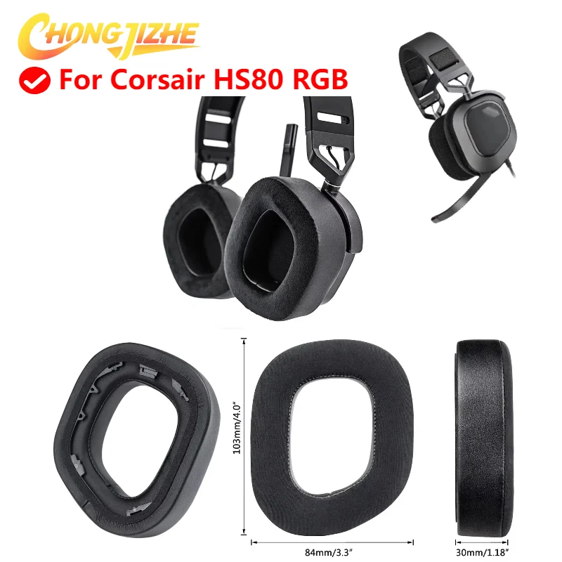 

Replacement Foam Ear Pads for Corsair HS80 RGB Headphones Mesh Protein Leather Earpad Earpads