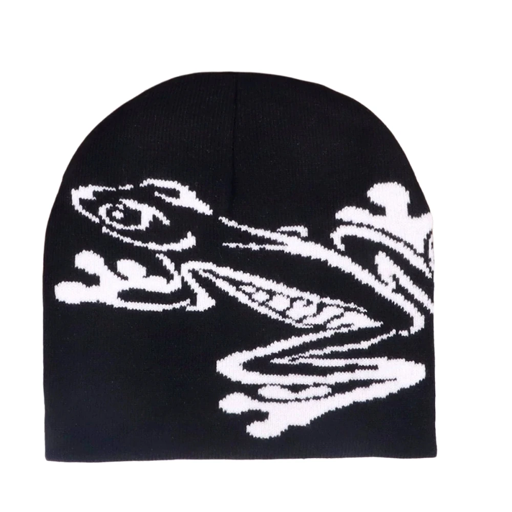 Mütze mit Baumfrosch-Aufdruck für Herren und Damen, dehnbare Strickmütze für Outdoor-Sport, lässige Streetwear, Unisex-Wintermütze mit Bündchen – Detail 5
