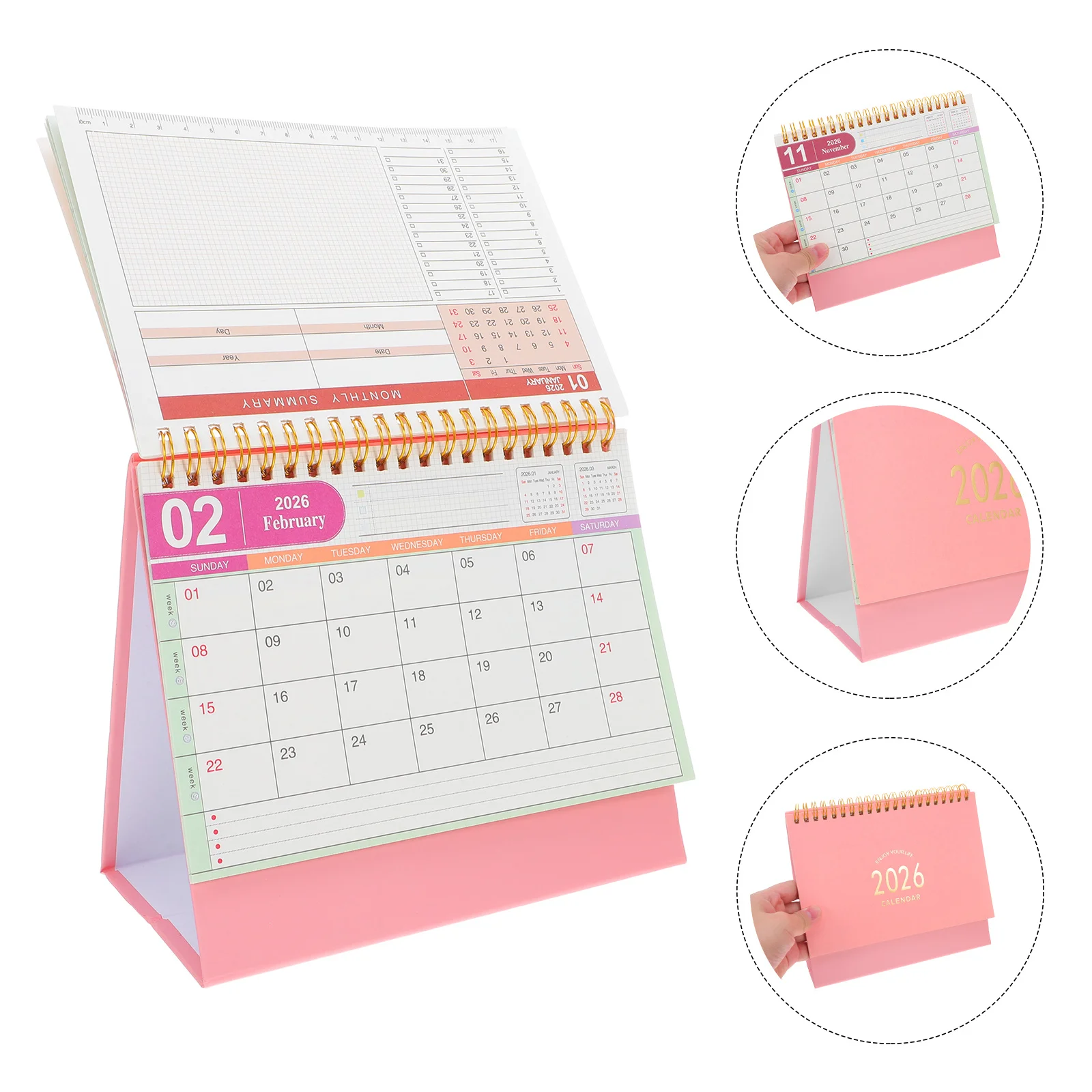 

2025-2026 Desk Calendar Small - Standing Flip Monthly Planner for Office Home Use - Thick White Paper Compact Table Top Calendar