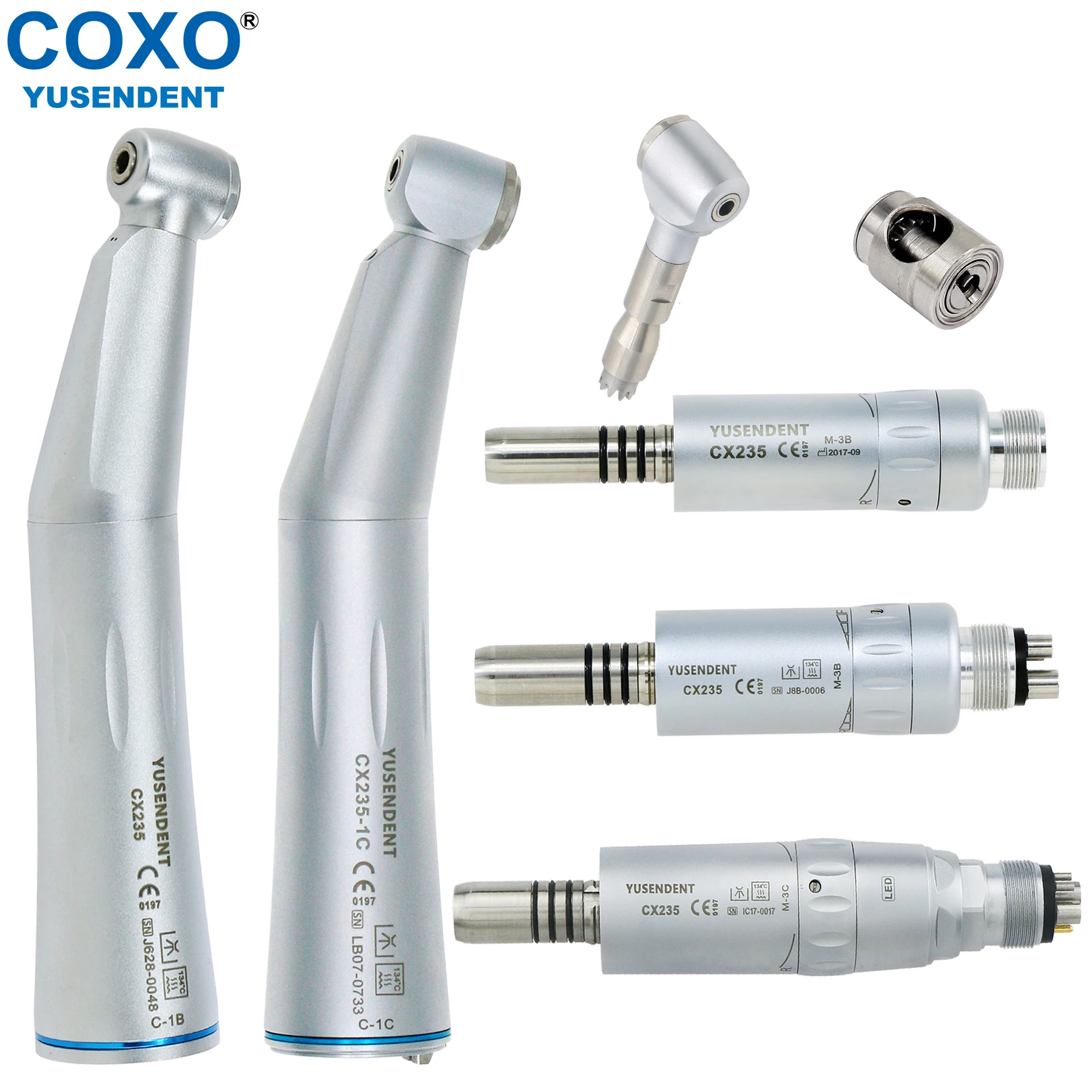 

COXO Dental Contra Angle Handpiece 1:1 Low Speed Handpiece Push Button Dental Air Motor E Type Fit NSK KAVO WH CX235 1C CX235 1B