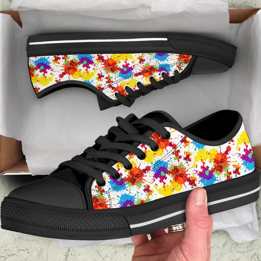 ELVISWORDS New Iridescent Graffiti Inha Black Soft Sole Classic Ladies Vulcanized Shoes Soft And Comfortable Casual Shoes image 2