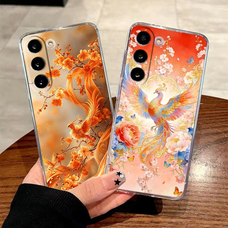 Chinese Phoenix Transparent Phone Case for Samsung Galaxy A37 A57 A16 A14 A12 A22 A24 A42 A50 A70 A20 A30 A40 Soft TPU Cover Bag