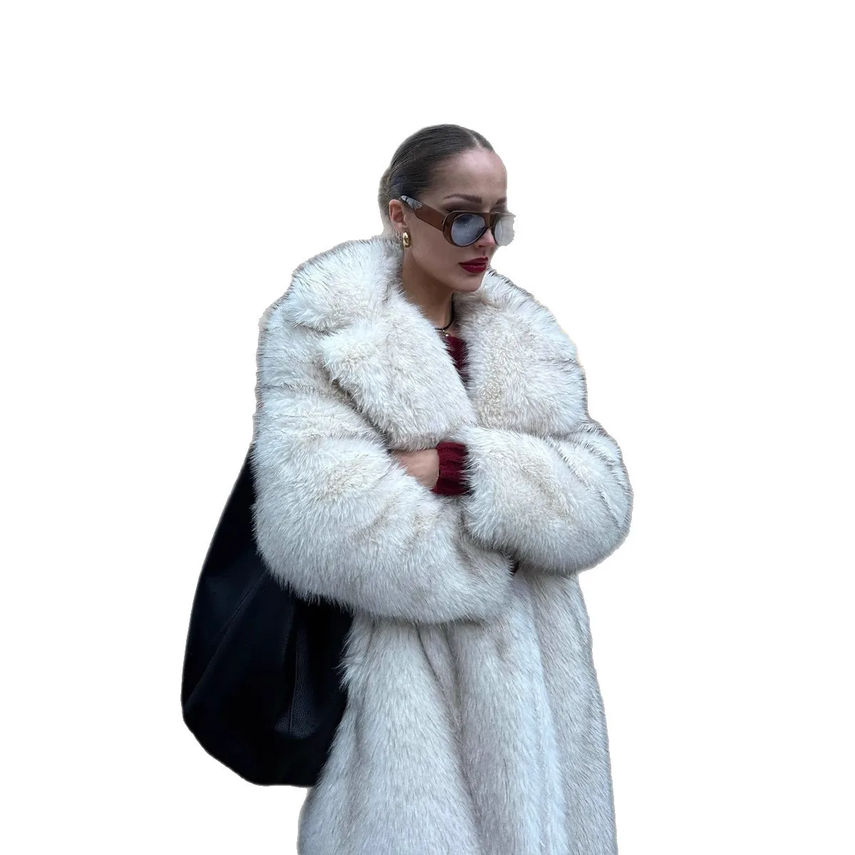 

Faux fur coat for women Long, milky white color
