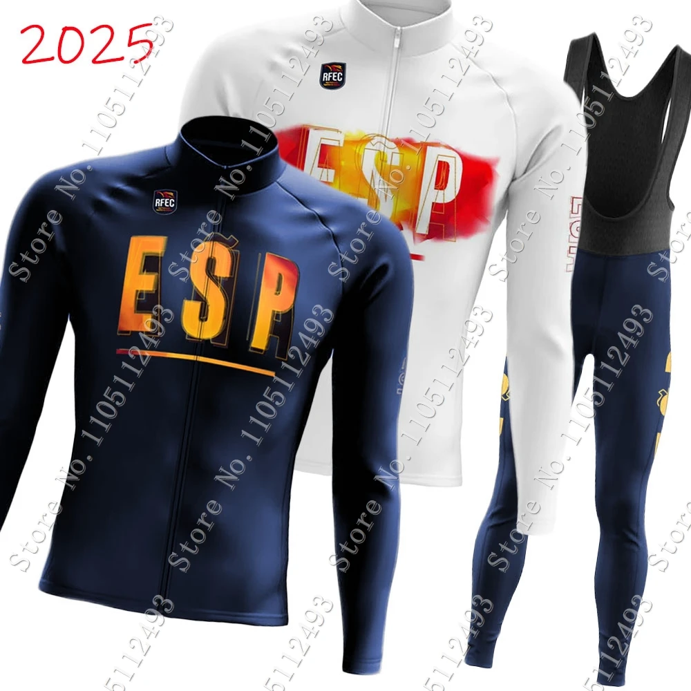 

Spain National Team 2025 Cycling Jersey Set Espana Clothing Suit Mens Long Sleeve MTB Bike Road Pants Bib Ropa Ciclismo