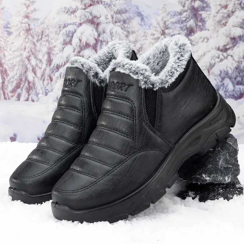 Men's cotton shoes with fleece lining, thickened men's shoes, winter casual shoes, warm snow boots, men's cotton shoes