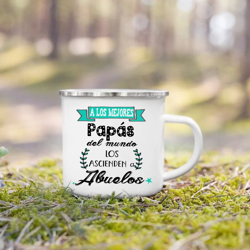 Tazze da stampa spagnole caffè creativo tazze da tè bevande acqua tazza da latte tazza smaltata manico bicchieri regali per nonno e nonna