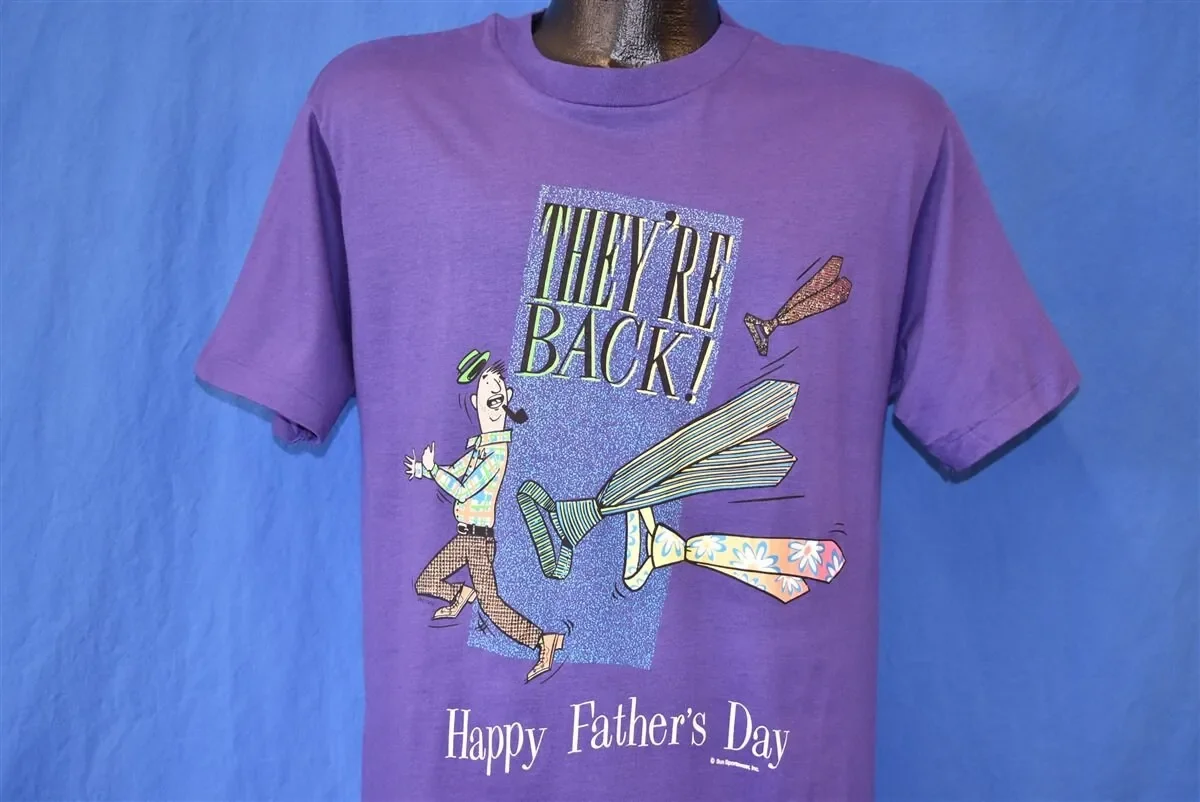 80s Happy Father s Day Flying Ties T Shirt Medium