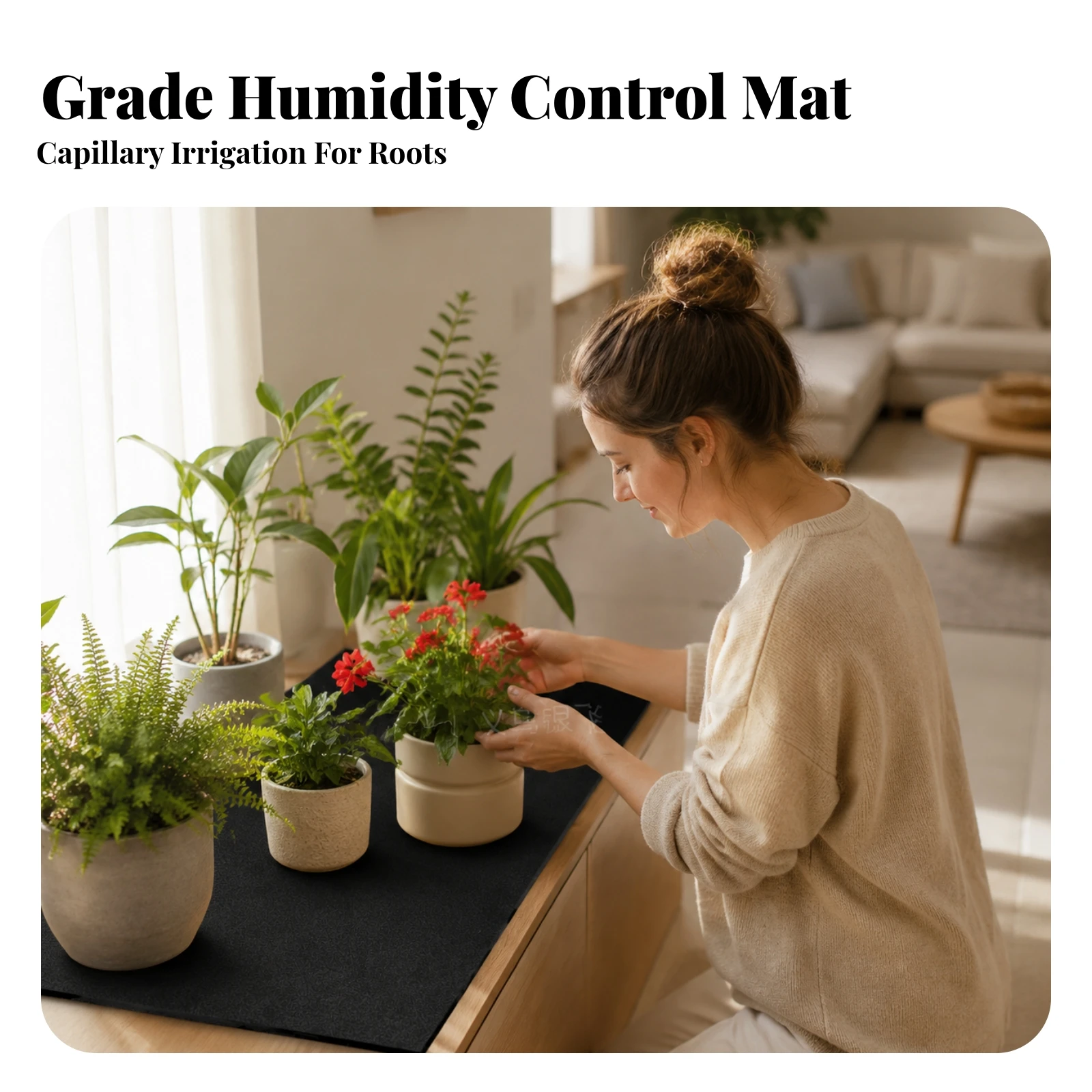Plant-Watering Mat Reusable Capillary Watering Mat Absorbent for Home Growers, Seedling Maintenance, Household Gardening