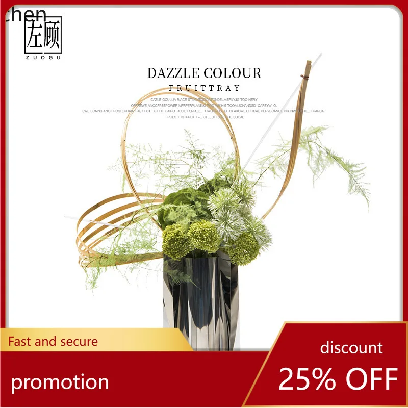 

YFY Modern Light Luxury Steel Flower Sales Office Front Desk Model Room Dining Table Flower Decoration Floral Art Ornament