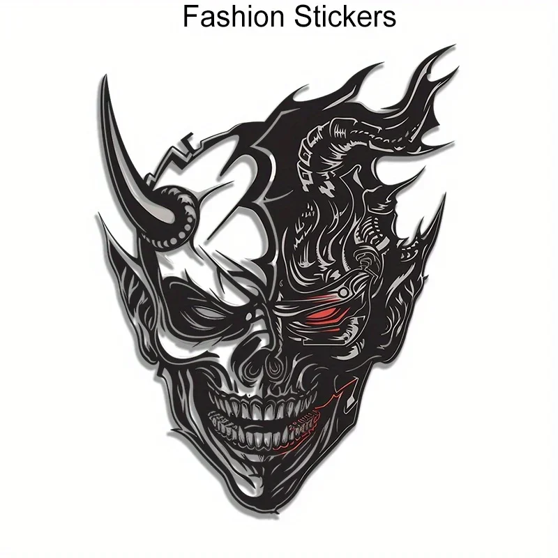 Sci - Fi Gothic - Decalque de carro com tema "Cyber Demon Skull", adesivo automático de suporte, item de estilo automotivo distintivo