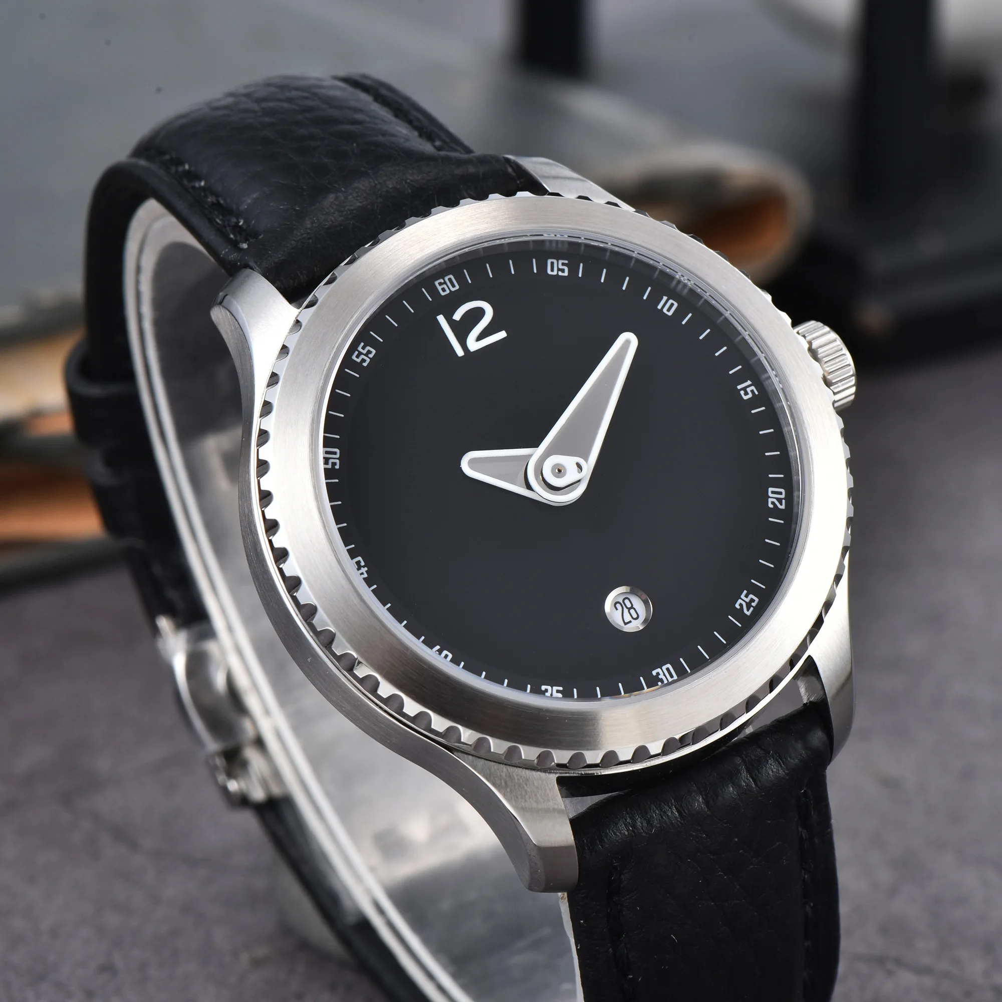 

Fashion Parnis 41mm Black Dial Automatic Mechanical Men Watches Leather Strap Sapphire Crystal Men Watch reloj hombre 2025 Clock