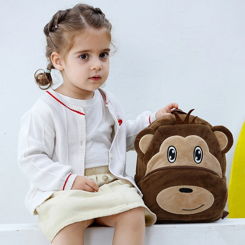 MICHLEY Halloween Carnival Cute Cartoon Toddler Backpack Plush Animals Baby Bag Lovely Monkey Daycare Backpack for Girls Boy Kid