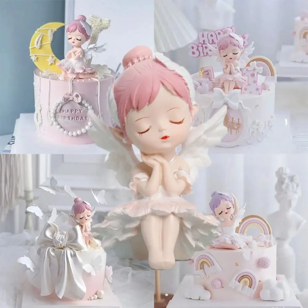 Event & Party PVC Anime Figure Cake Topper Girl DIY Cake Decorate Barking Colorful Angel Cake Topper Home