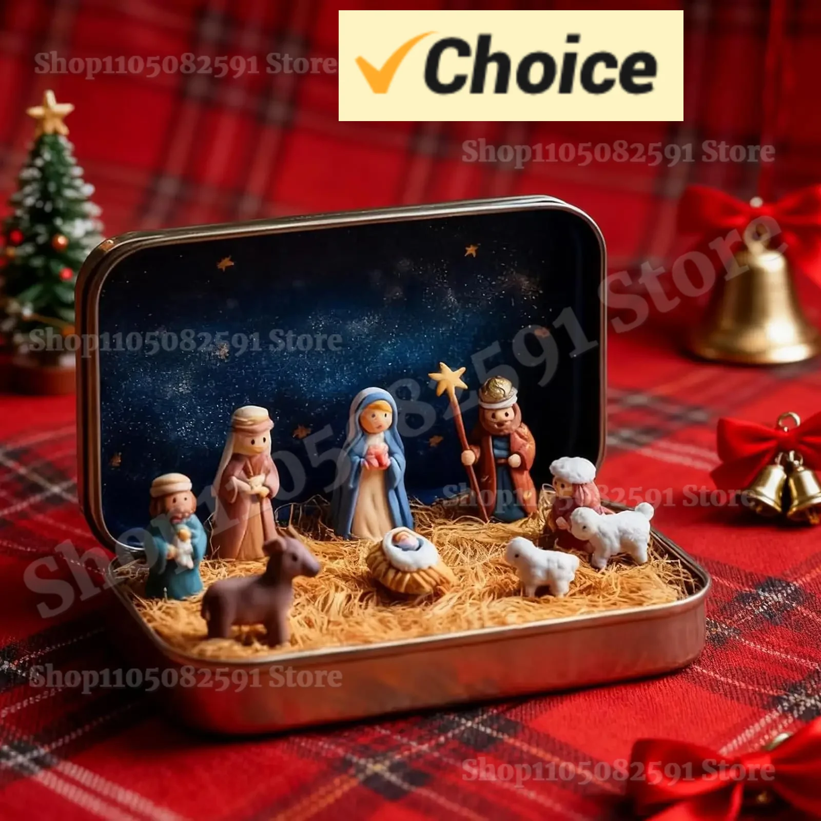 

2025 Resin Nativity Scene Statue Jesus Acrylic Figurine Home Office Cafe Room Studio Table Ornament Christian Religion Decor