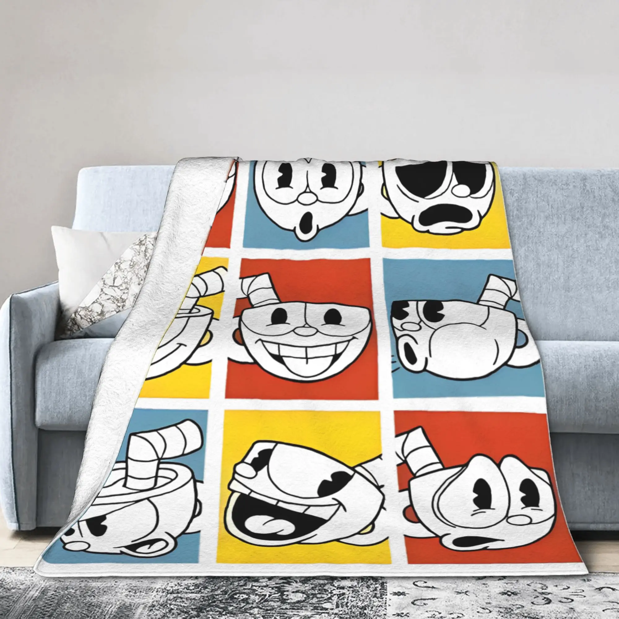 The Cupheads Show Knitted Blankets  Wool Throw Blanket Bed Sofa Printed Ultra-Soft Warm Bedsprea,