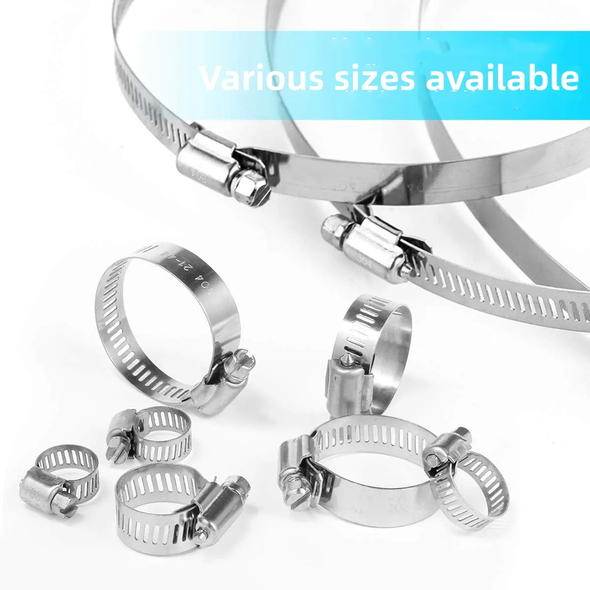 8mm ~ 120mm Stainless Steel Drive Hose Clamps Adjustable Water Pipe Tri Gear Worm Fuel Tube  Spring Cramps Fixed Clip