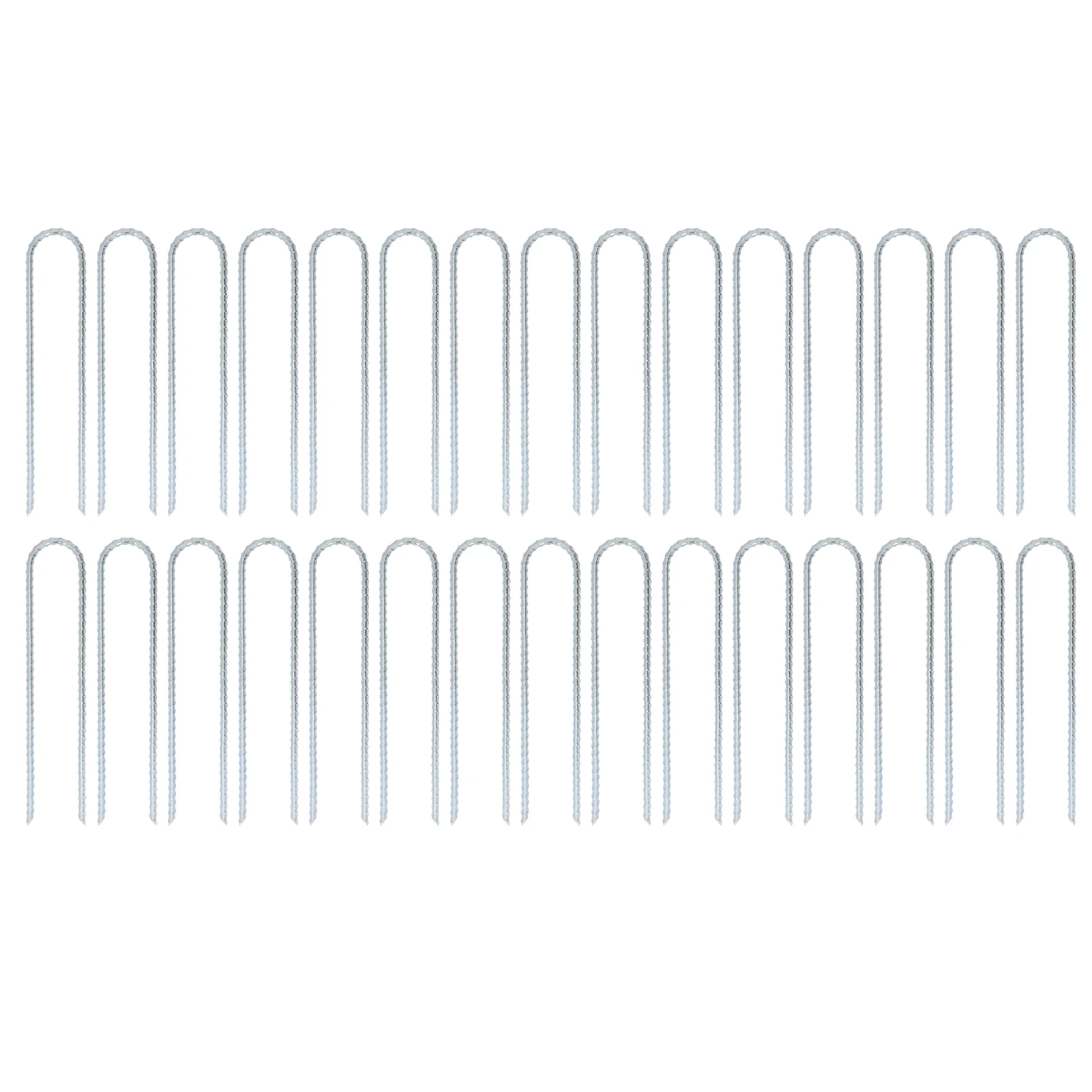 

30Pcs U Shaped Stake 12in Metal Trampoline Hook Threaded Ground Anchor for Fixation