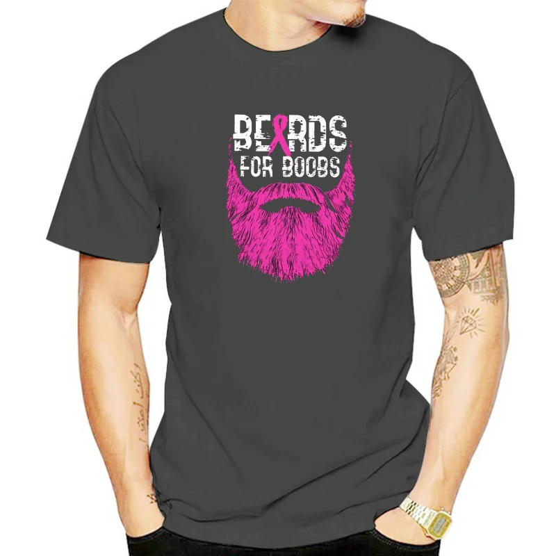 Breast Cancer T-Shirt Beards For Boobs Black Cotton Men Women S-3XL Shirt