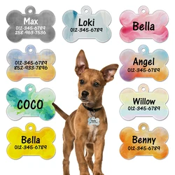 Custom Colored Pattern Name Tags Print Pet ID Name for Dog Cat Puppy Personalized Dog Collar Tags Pendant Collars Accessories