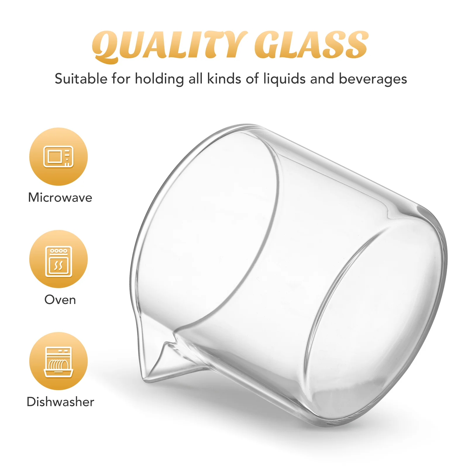 

2Pcs Glass Milk Pitcher Coffee Cup Premium Clear Milk Jug for Latte Cappuccino Multi-Use Home Restaurant Dessert Shop Gift