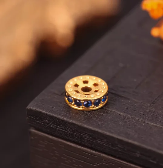 18k gold gemstone spacers for jewelry karat gold stoppers for diy handstrings 5-7mm